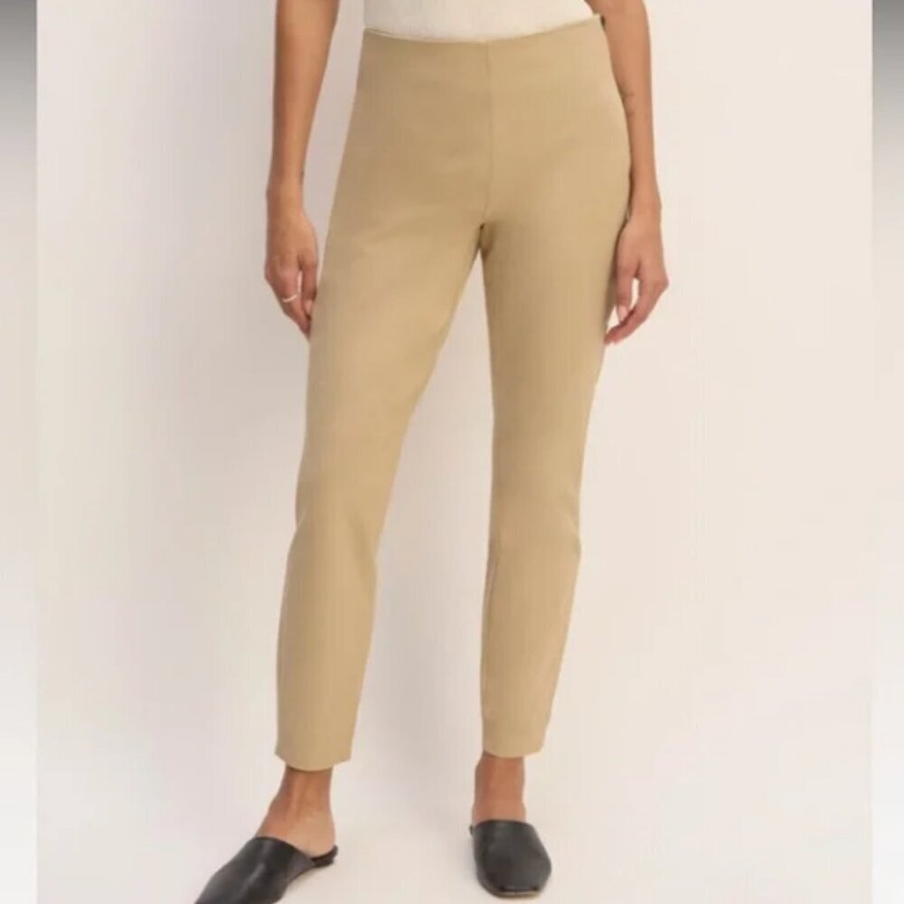NWT Everlane Bi-Stretch High Rise Tan Khaki Side Zip Pull On Work Pants Size 14